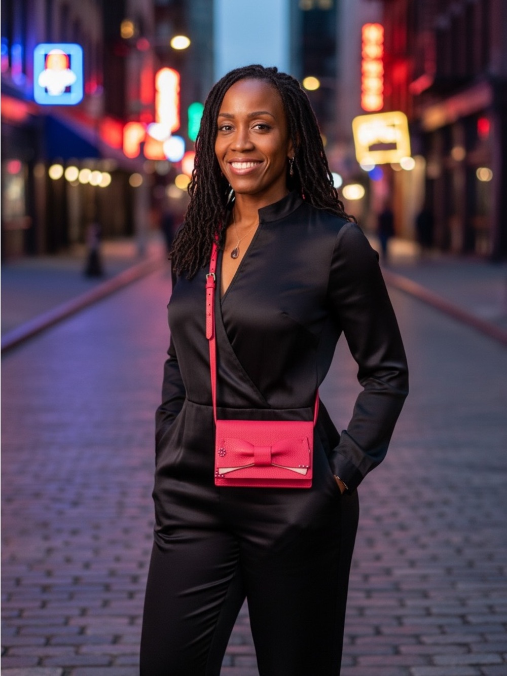 Kate Spade Eden Lane Jacinda Bow Detail Red/ Pink Leather Clutch Crossbody Bagu